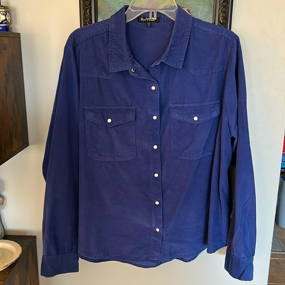Velvet Heart mini corderoy shirt, size XL, pearl snaps on front and sleeves.
